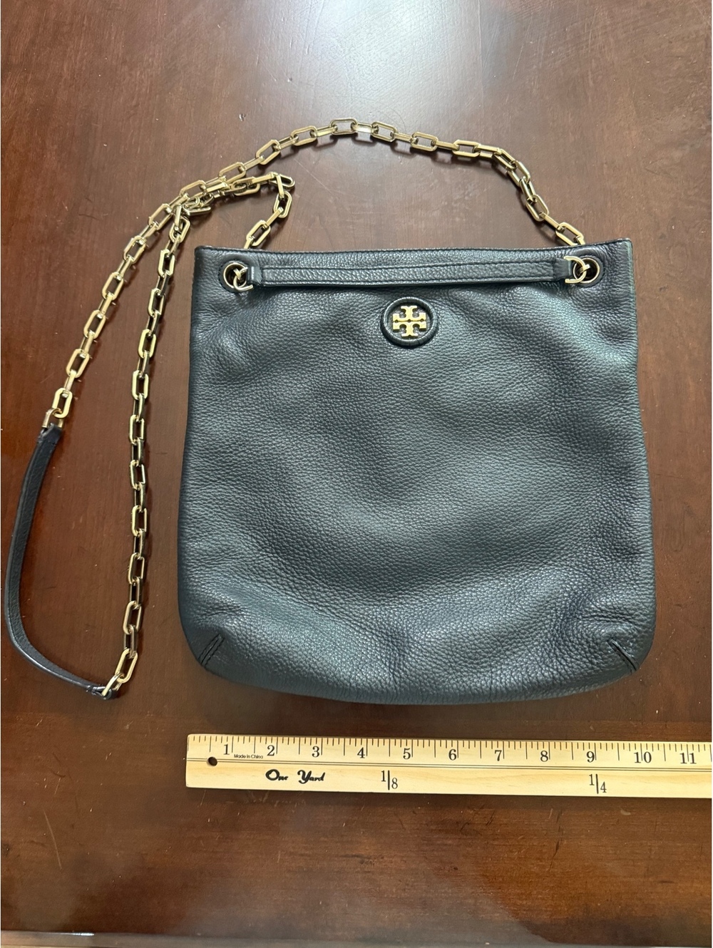 Tory Burch Slouchy Swingpack Crossbody Bag Black Pebbled Leather Purse 10005634